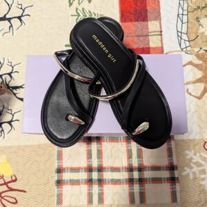 Madden Girl Black Sandals with Silver Straps